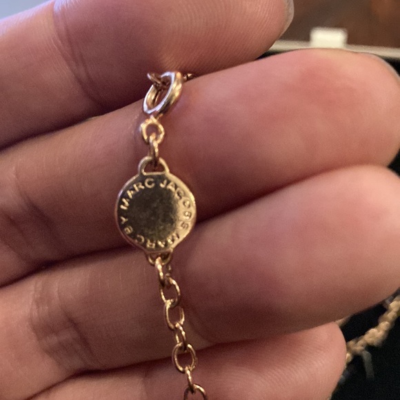 Marc by Marc Jacobs long statement necklace rose gold chain with gunmetal spikes - Picture 4 of 6